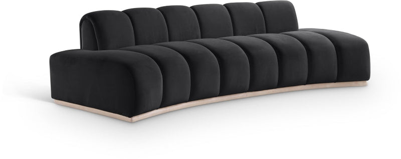 Jace 106" Velvet Upholstered Upholstered Sofa in Black - 44093Black-S
