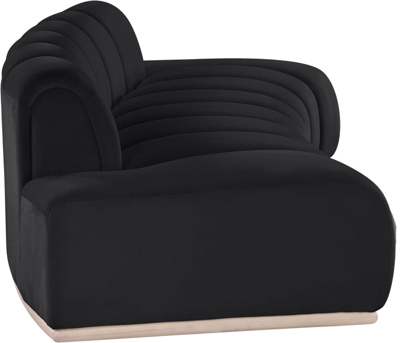Jace 106" Velvet Upholstered Upholstered Sofa in Black - 44093Black-S