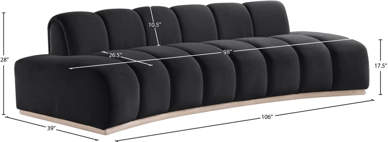 Jace 106" Velvet Upholstered Upholstered Sofa in Black - 44093Black-S