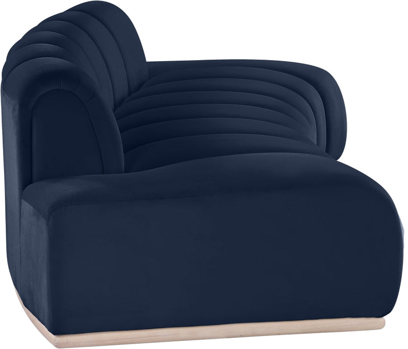 Jace 106" Velvet Upholstered Upholstered Sofa in Blue - 44093Navy-S