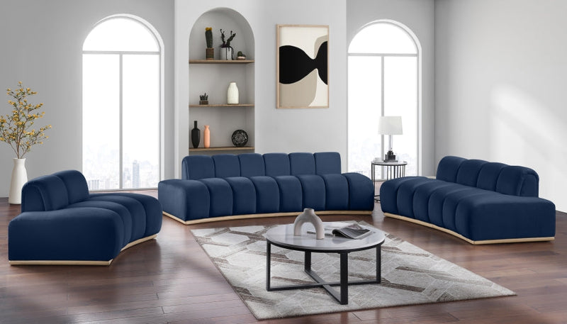 Jace 106" Velvet Upholstered Upholstered Sofa in Blue - 44093Navy-S
