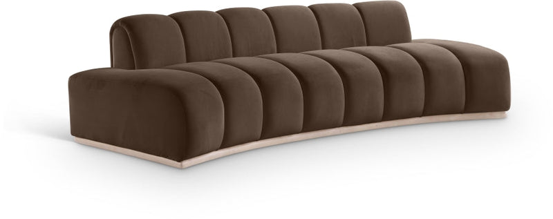 Jace 106" Velvet Upholstered Upholstered Sofa in Brown - 44093Brown-S