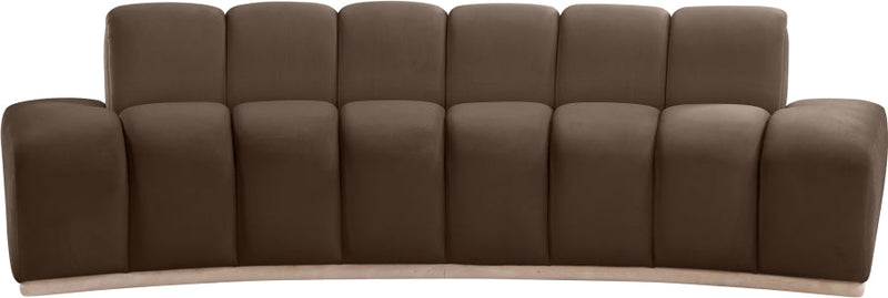 Jace 106" Velvet Upholstered Upholstered Sofa in Brown - 44093Brown-S
