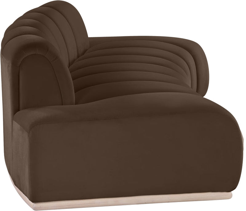 Jace 106" Velvet Upholstered Upholstered Sofa in Brown - 44093Brown-S