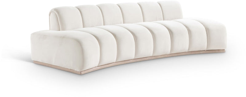 Jace 106" Velvet Upholstered Upholstered Sofa in Cream - 44093Cream-S