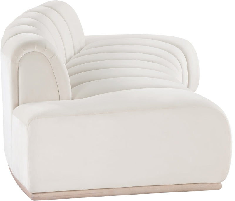Jace 106" Velvet Upholstered Upholstered Sofa in Cream - 44093Cream-S