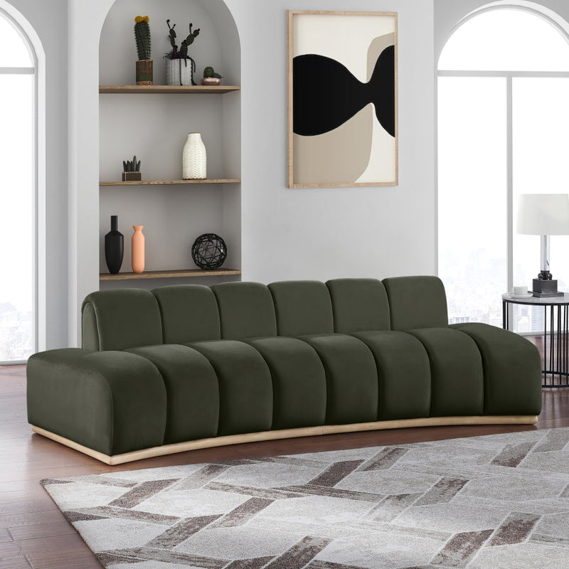 Jace 106" Velvet Upholstered Upholstered Sofa in Green - 44093Green-S