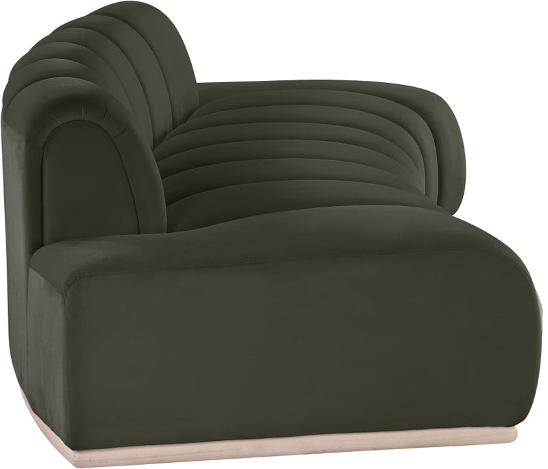 Jace 106" Velvet Upholstered Upholstered Sofa in Green - 44093Green-S