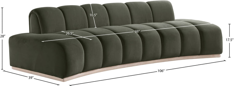 Jace 106" Velvet Upholstered Upholstered Sofa in Green - 44093Green-S
