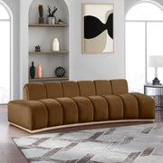 Jace 106" Velvet Upholstered Upholstered Sofa in Saddle - 44093Saddle-S