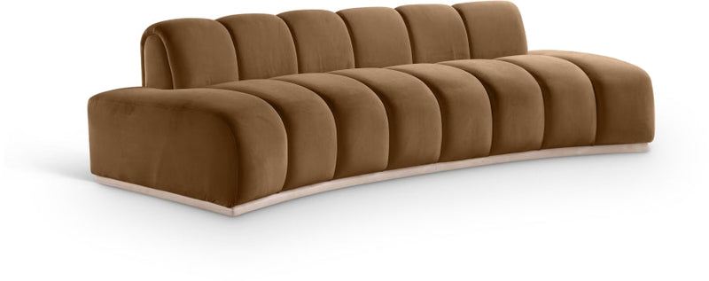 Jace 106" Velvet Upholstered Upholstered Sofa in Saddle - 44093Saddle-S