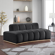 Jace 78.5" Velvet Upholstered Upholstered Loveseat in Black - 44093Black-L