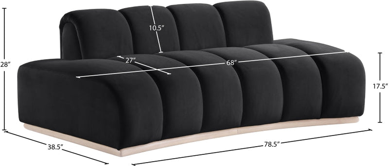 Jace 78.5" Velvet Upholstered Upholstered Loveseat in Black - 44093Black-L