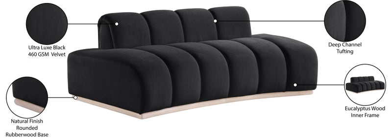 Jace 78.5" Velvet Upholstered Upholstered Loveseat in Black - 44093Black-L