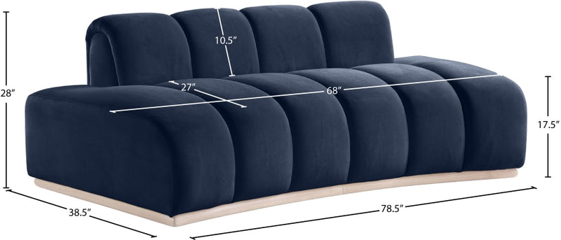 Jace 78.5" Velvet Upholstered Upholstered Loveseat in Blue - 44093Navy-L