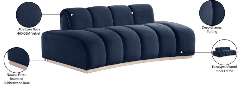Jace 78.5" Velvet Upholstered Upholstered Loveseat in Blue - 44093Navy-L