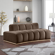 Jace 78.5" Velvet Upholstered Upholstered Loveseat in Brown - 44093Brown-L