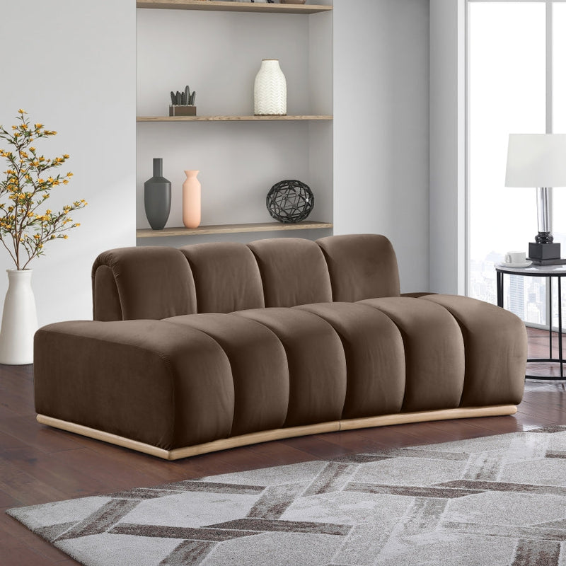 Jace 78.5" Velvet Upholstered Upholstered Loveseat in Brown - 44093Brown-L
