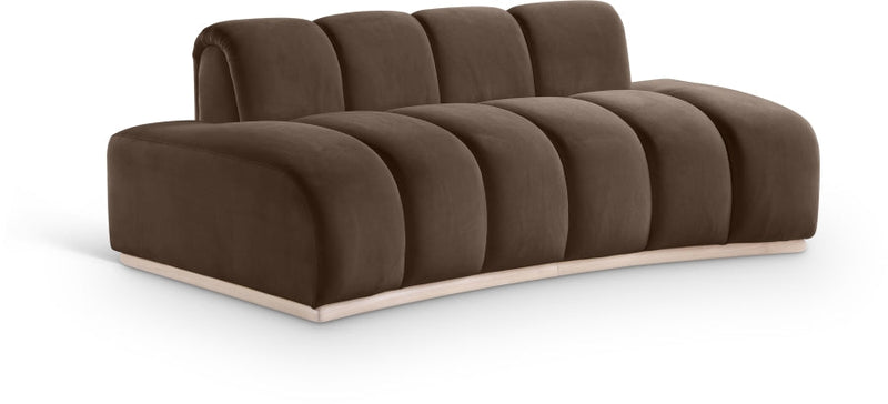 Jace 78.5" Velvet Upholstered Upholstered Loveseat in Brown - 44093Brown-L