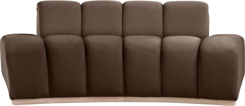 Jace 78.5" Velvet Upholstered Upholstered Loveseat in Brown - 44093Brown-L