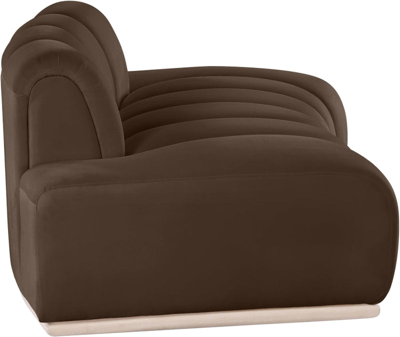 Jace 78.5" Velvet Upholstered Upholstered Loveseat in Brown - 44093Brown-L