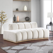 Jace 78.5" Velvet Upholstered Upholstered Loveseat in Cream - 44093Cream-L