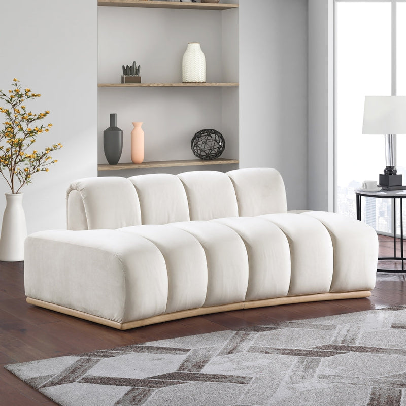 Jace 78.5" Velvet Upholstered Upholstered Loveseat in Cream - 44093Cream-L