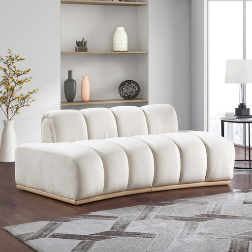 Jace 78.5" Velvet Upholstered Upholstered Loveseat in Cream - 44093Cream-L