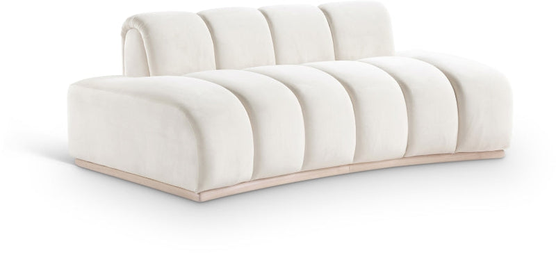 Jace 78.5" Velvet Upholstered Upholstered Loveseat in Cream - 44093Cream-L