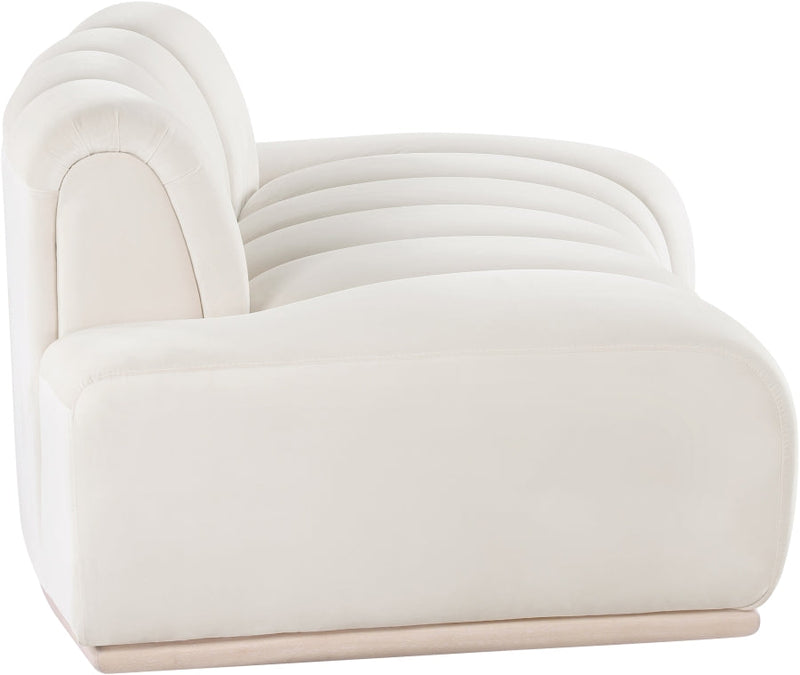 Jace 78.5" Velvet Upholstered Upholstered Loveseat in Cream - 44093Cream-L