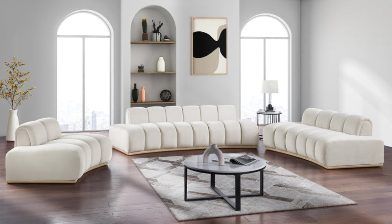 Jace 78.5" Velvet Upholstered Upholstered Loveseat in Cream - 44093Cream-L