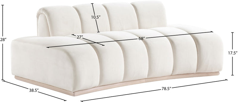 Jace 78.5" Velvet Upholstered Upholstered Loveseat in Cream - 44093Cream-L