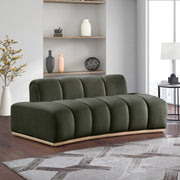 Jace 78.5" Velvet Upholstered Upholstered Loveseat in Green - 44093Green-L