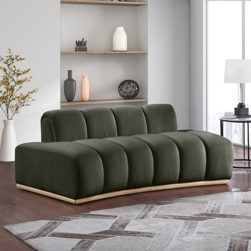 Jace 78.5" Velvet Upholstered Upholstered Loveseat in Green - 44093Green-L