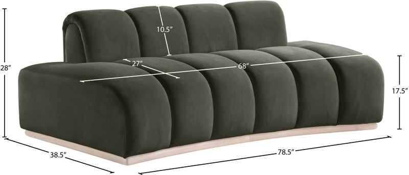 Jace 78.5" Velvet Upholstered Upholstered Loveseat in Green - 44093Green-L