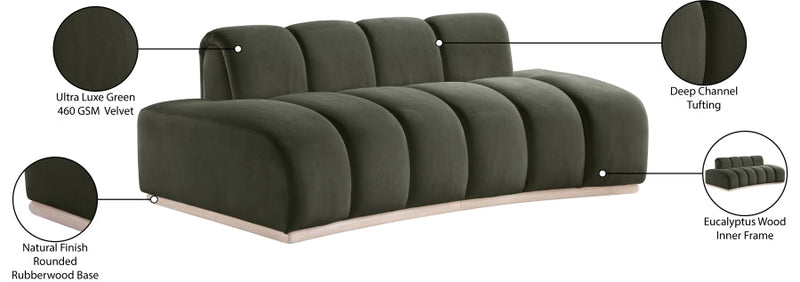 Jace 78.5" Velvet Upholstered Upholstered Loveseat in Green - 44093Green-L