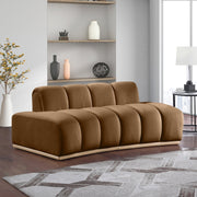 Jace 78.5" Velvet Upholstered Upholstered Loveseat in Saddle - 44093Saddle-L