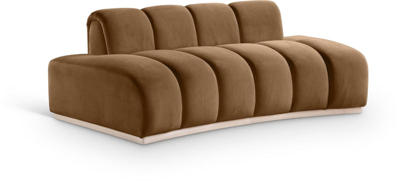 Jace 78.5" Velvet Upholstered Upholstered Loveseat in Saddle - 44093Saddle-L