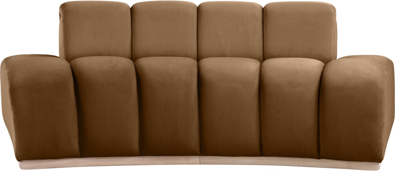 Jace 78.5" Velvet Upholstered Upholstered Loveseat in Saddle - 44093Saddle-L