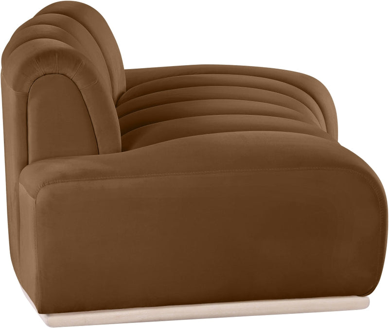 Jace 78.5" Velvet Upholstered Upholstered Loveseat in Saddle - 44093Saddle-L