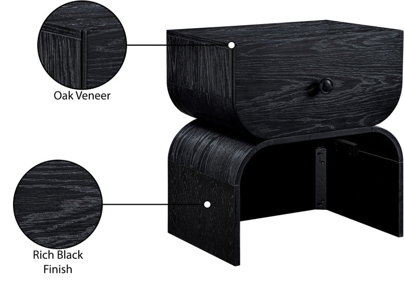 Jace Oak Veneer Night Stand in Black - 383Black-NS