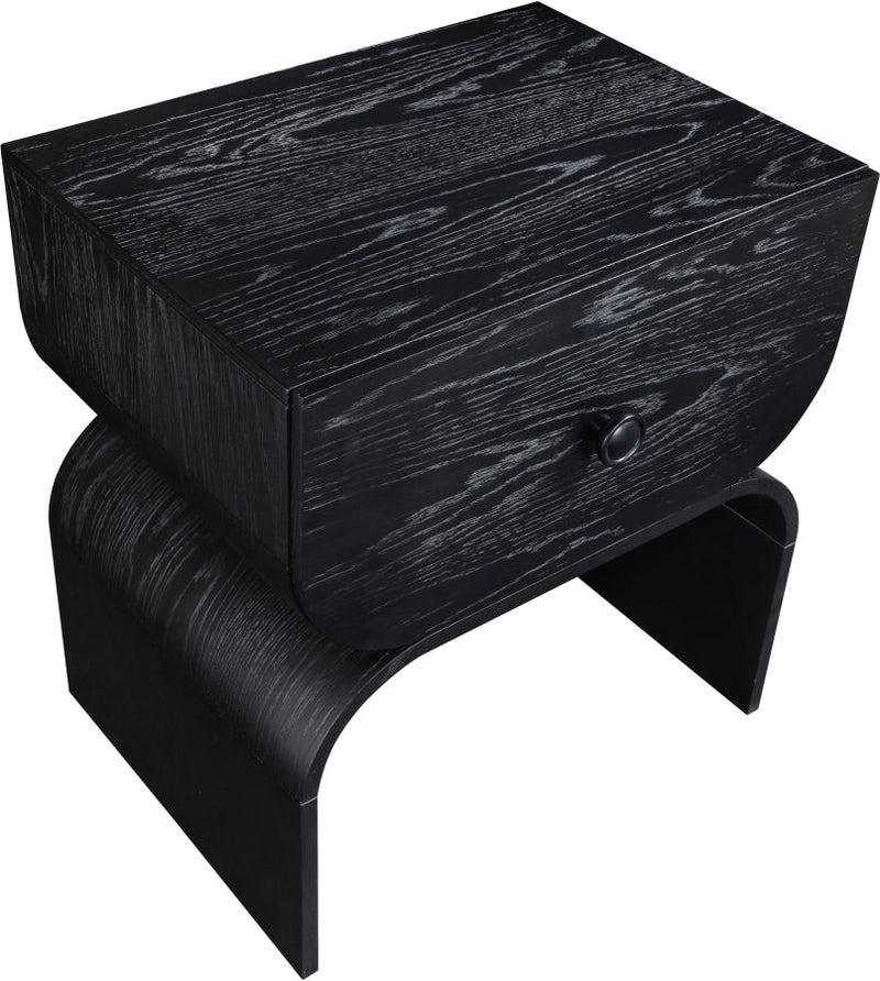 Jace Oak Veneer Night Stand in Black - 383Black-NS
