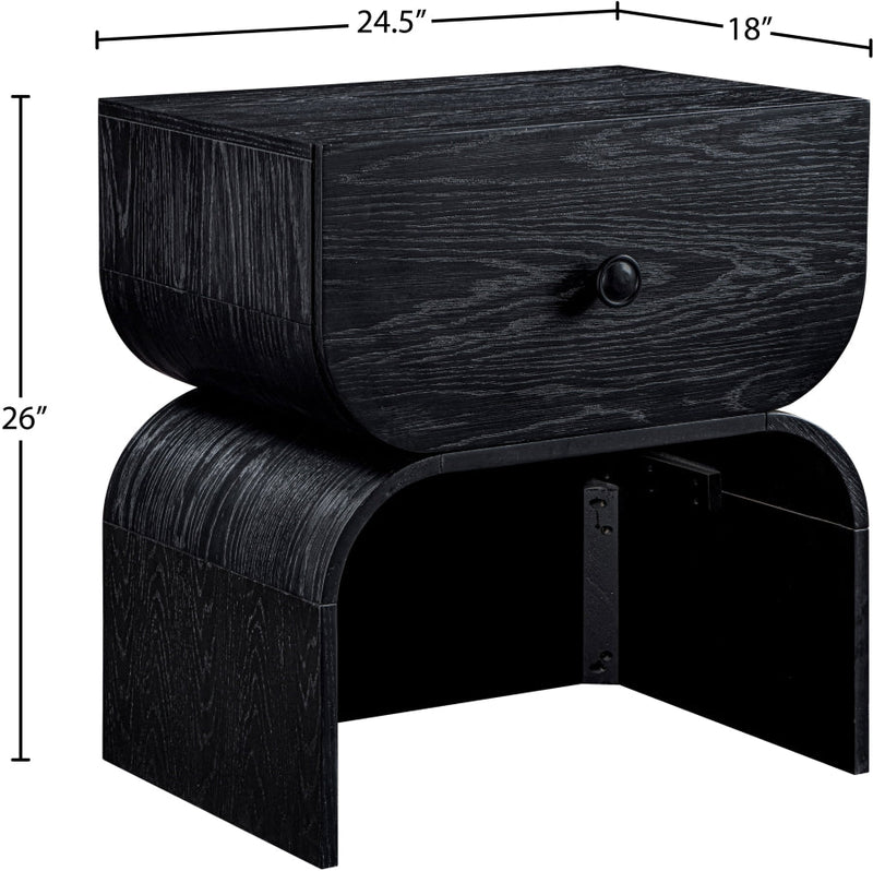 Jace Oak Veneer Night Stand in Black - 383Black-NS
