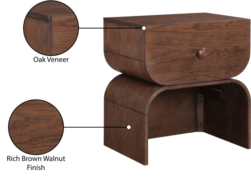 Jace Oak Veneer Night Stand in Brown - 383Brown-NS