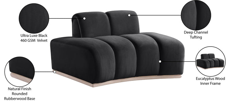 Jace Velvet Upholstered Accent Chair in Black - 44093Black-C