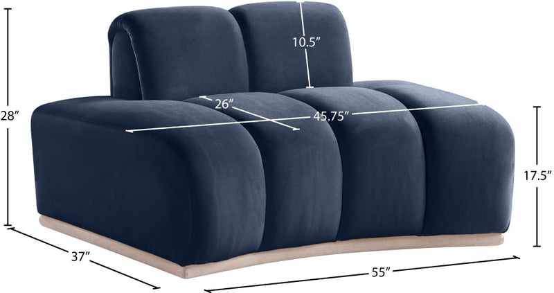 Jace Velvet Upholstered Accent Chair in Blue - 44093Navy-C