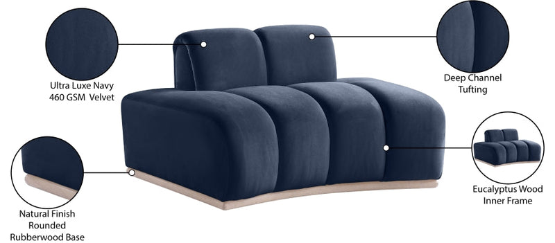 Jace Velvet Upholstered Accent Chair in Blue - 44093Navy-C