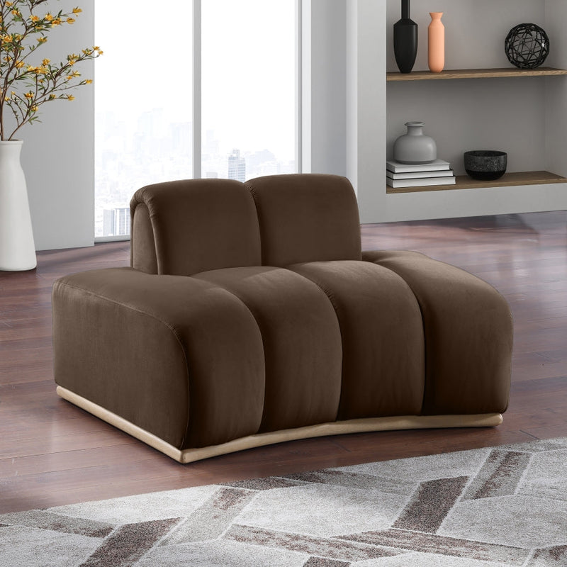 Jace Velvet Upholstered Accent Chair in Brown - 44093Brown-C