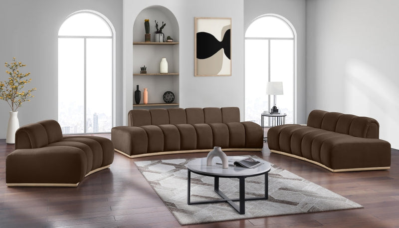 Jace Velvet Upholstered Accent Chair in Brown - 44093Brown-C