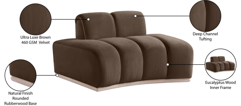Jace Velvet Upholstered Accent Chair in Brown - 44093Brown-C